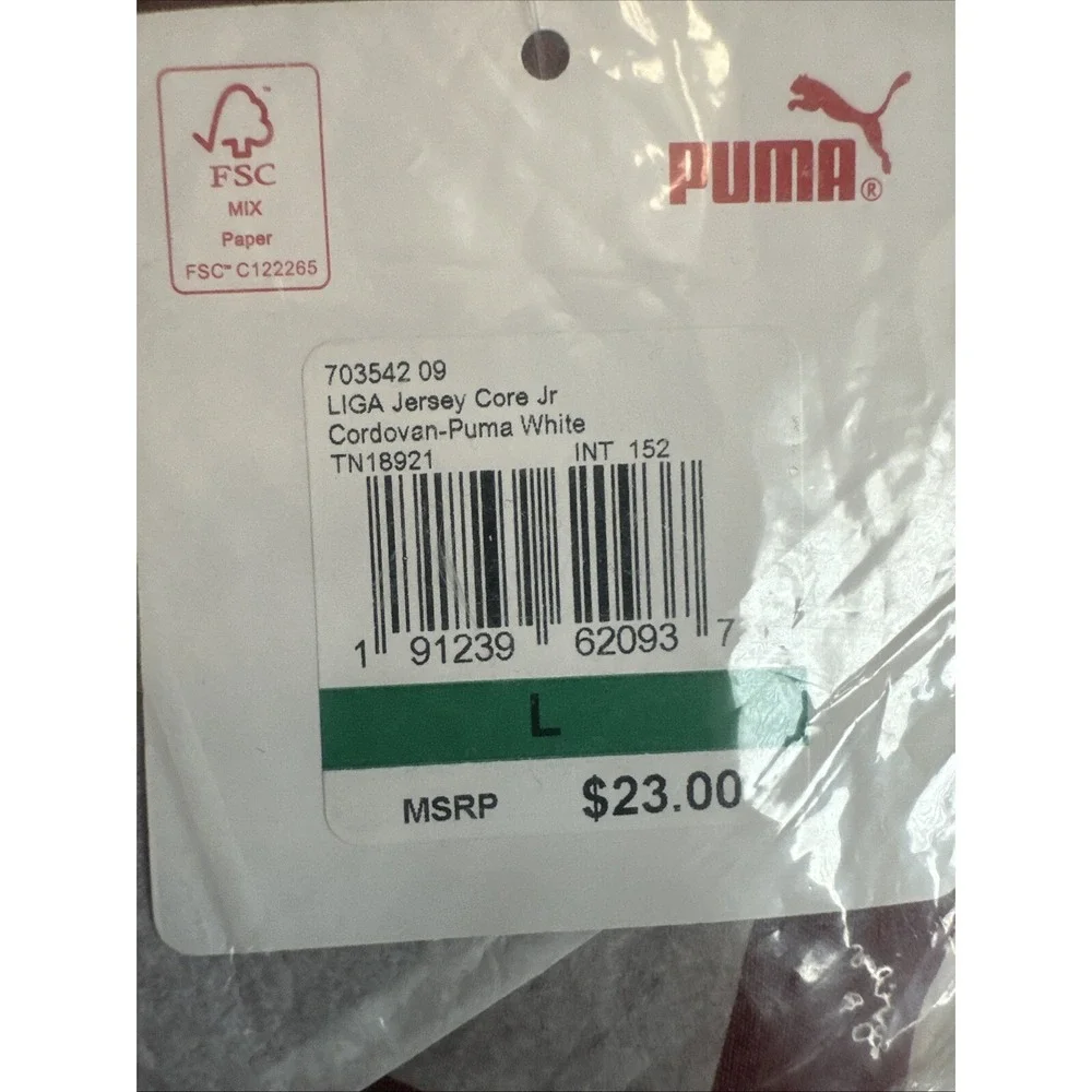 NWT Puma Liga Core VNeck Short Sleeve Soccer Jersey Size Large Lg Boys 703542-09